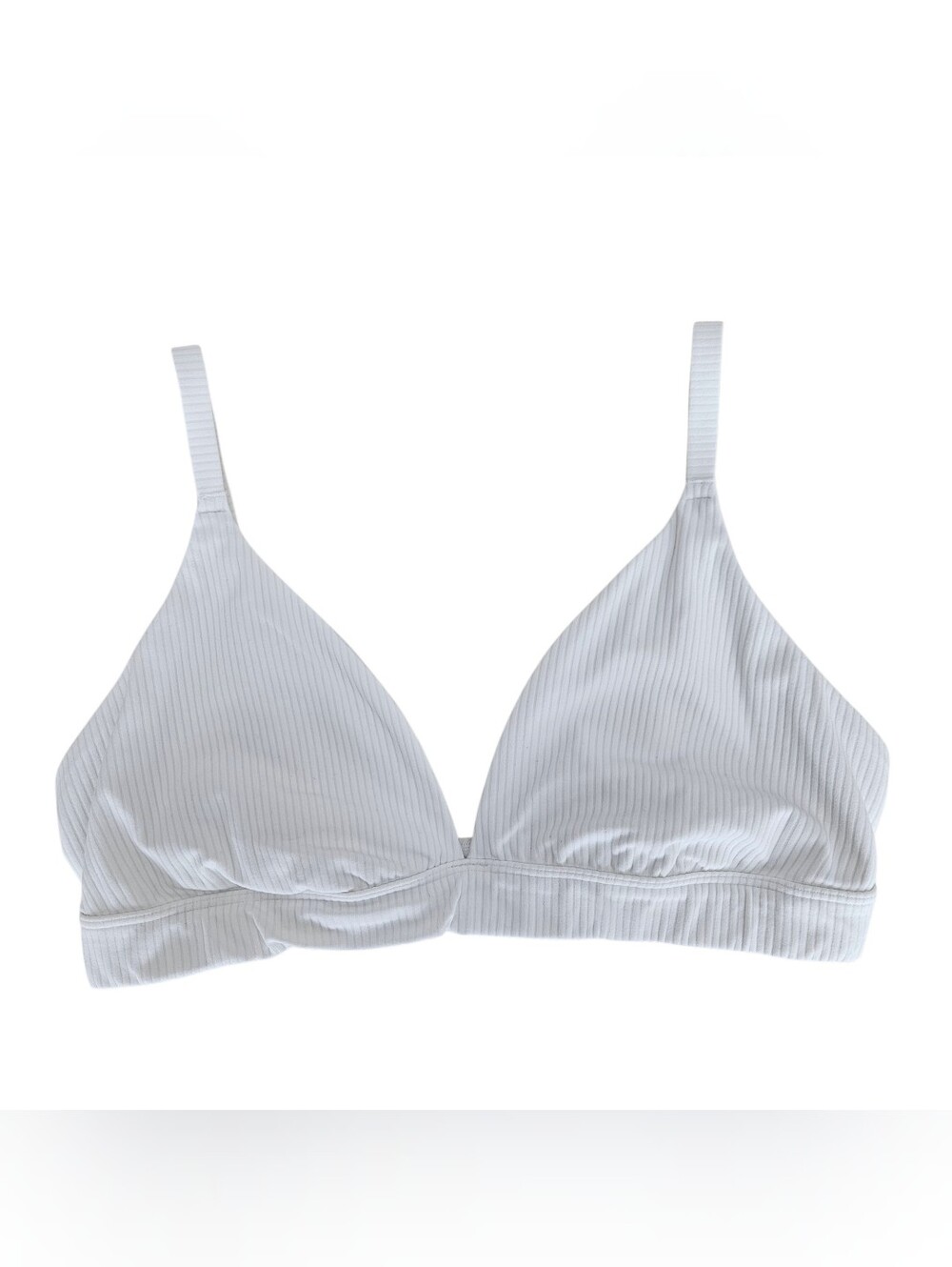 Offline Aerie Real Me Xtra Sports Bra White Rib Knit Triangle Bralette Large